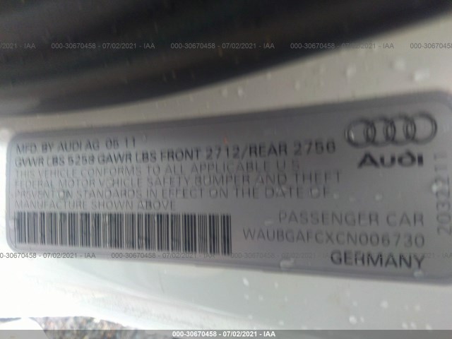 Photo 8 VIN: WAUBGAFCXCN006730 - AUDI A6 