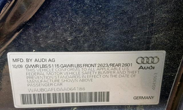 Photo 9 VIN: WAUBGAFL0AA064186 - AUDI S4 