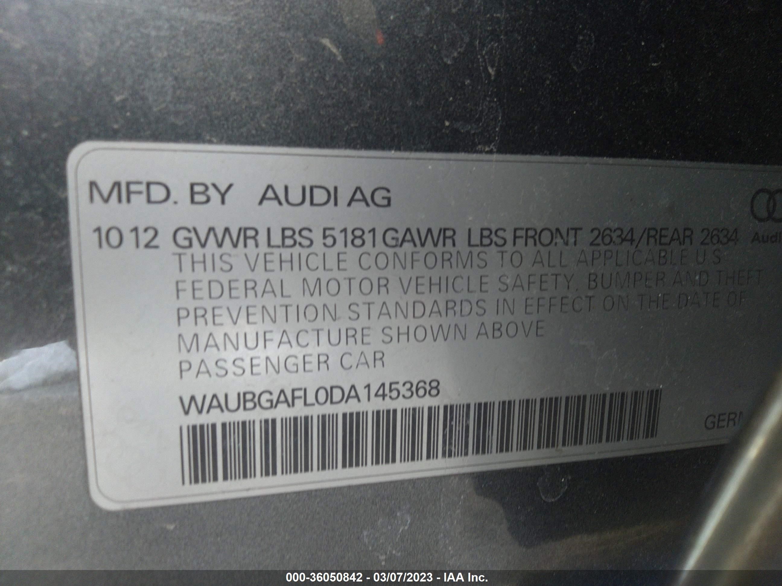 Photo 8 VIN: WAUBGAFL0DA145368 - AUDI S4 