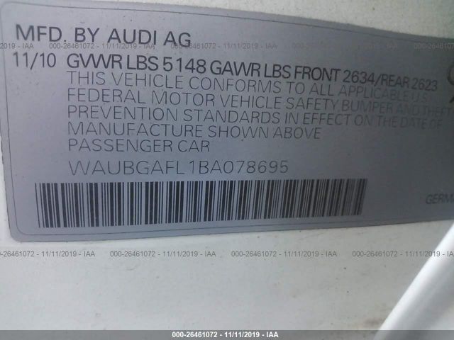 Photo 8 VIN: WAUBGAFL1BA078695 - AUDI S4 