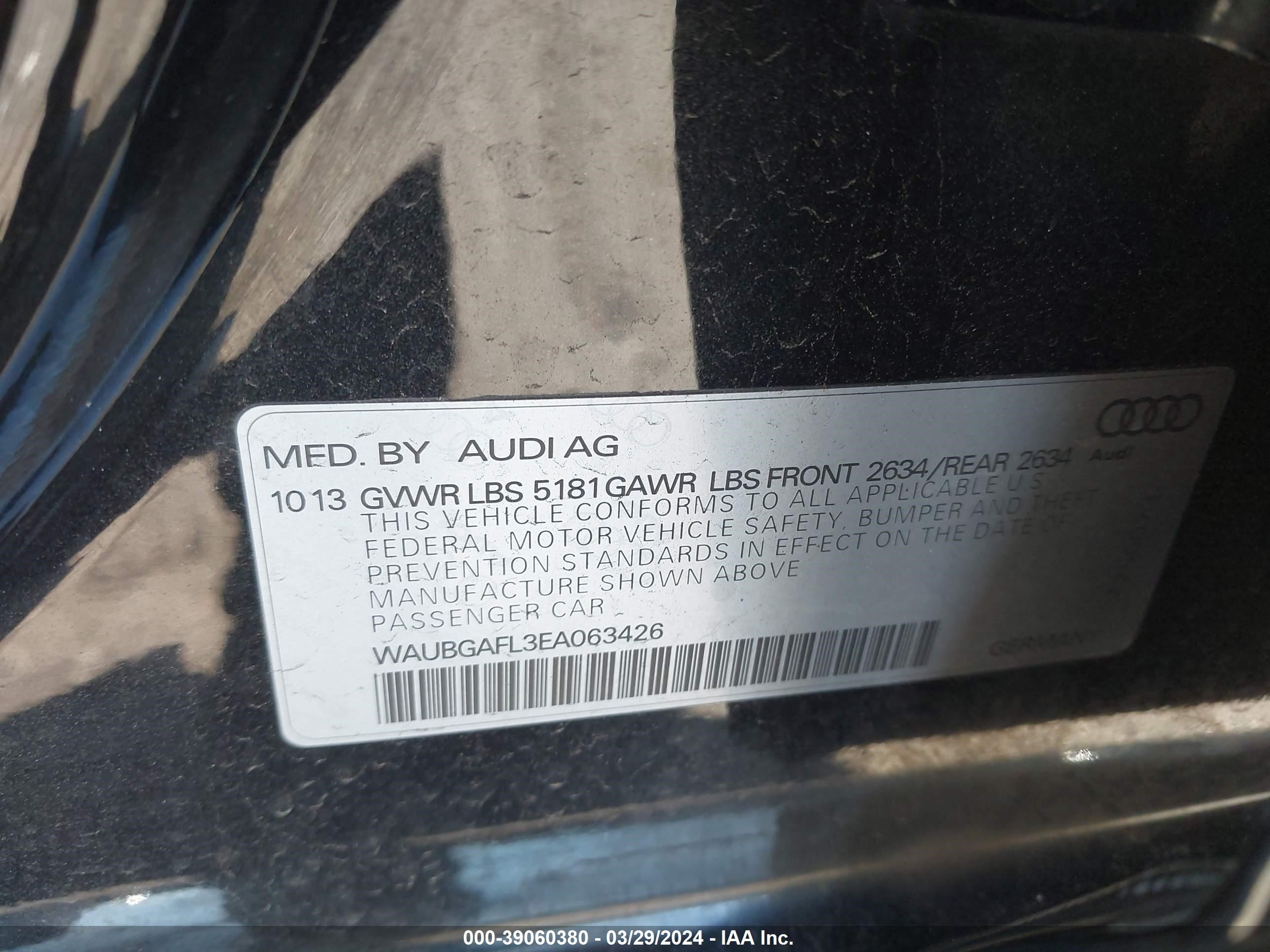 Photo 8 VIN: WAUBGAFL3EA063426 - AUDI S4 