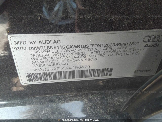 Photo 8 VIN: WAUBGAFL4AA156479 - AUDI S4 