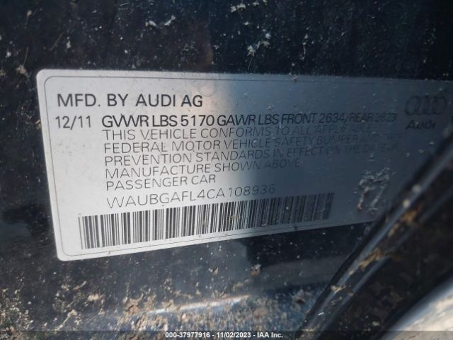 Photo 8 VIN: WAUBGAFL4CA108936 - AUDI S4 