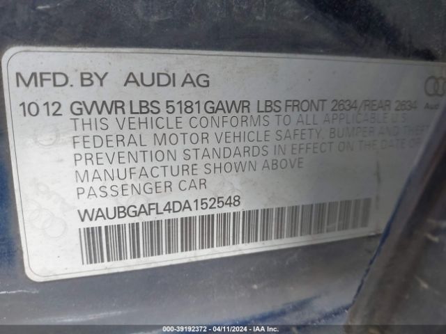 Photo 8 VIN: WAUBGAFL4DA152548 - AUDI S4 