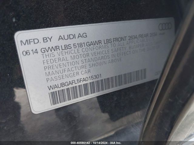 Photo 8 VIN: WAUBGAFL5FA015301 - AUDI S4 