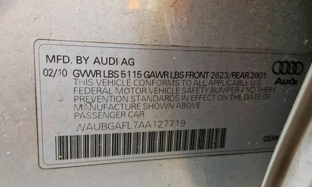 Photo 9 VIN: WAUBGAFL7AA127719 - AUDI S4 