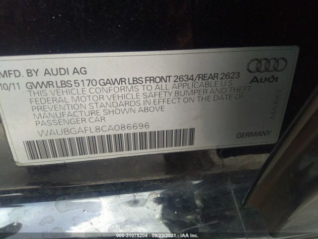 Photo 8 VIN: WAUBGAFL8CA086696 - AUDI S4 