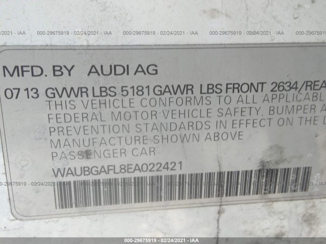 Photo 8 VIN: WAUBGAFL8EA022421 - AUDI S4 