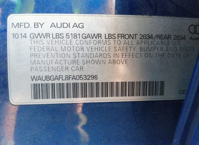 Photo 8 VIN: WAUBGAFL8FA053296 - AUDI S4 