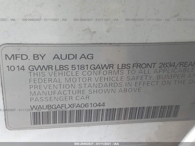 Photo 8 VIN: WAUBGAFLXFA061044 - AUDI S4 