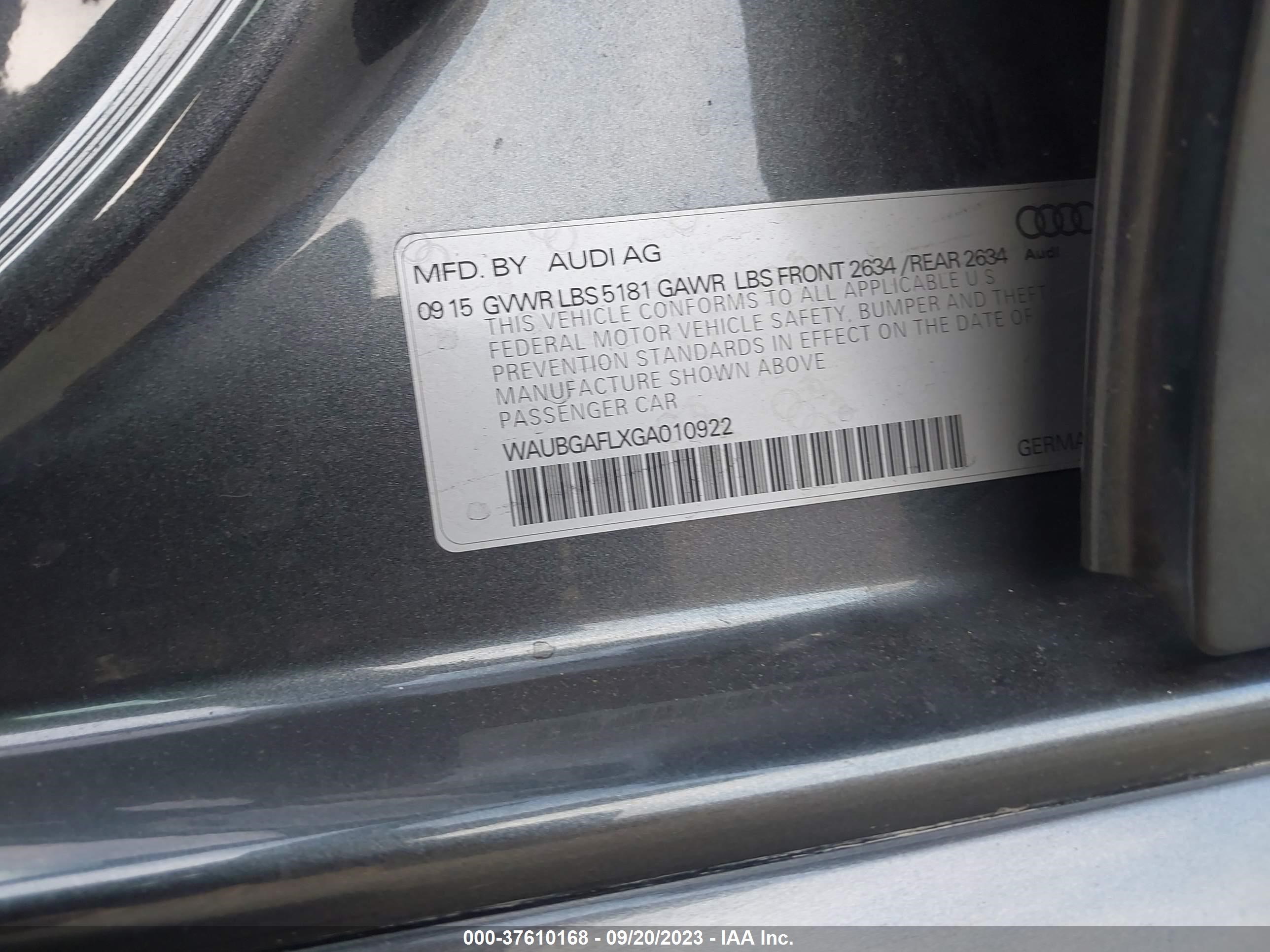 Photo 8 VIN: WAUBGAFLXGA010922 - AUDI S4 