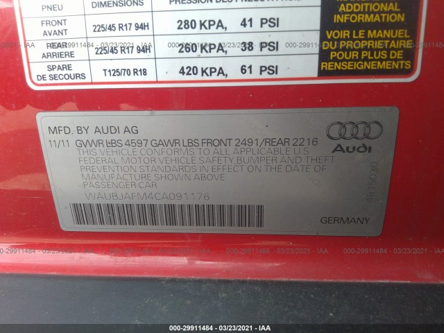 Photo 8 VIN: WAUBJAFM4CA091176 - AUDI A3 