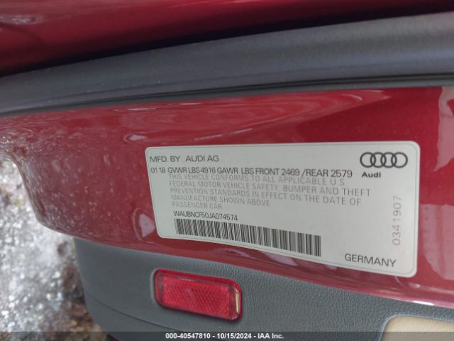 Photo 8 VIN: WAUBNCF50JA074574 - AUDI A5 