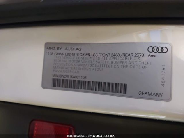 Photo 8 VIN: WAUBNCF51KA021108 - AUDI A5 