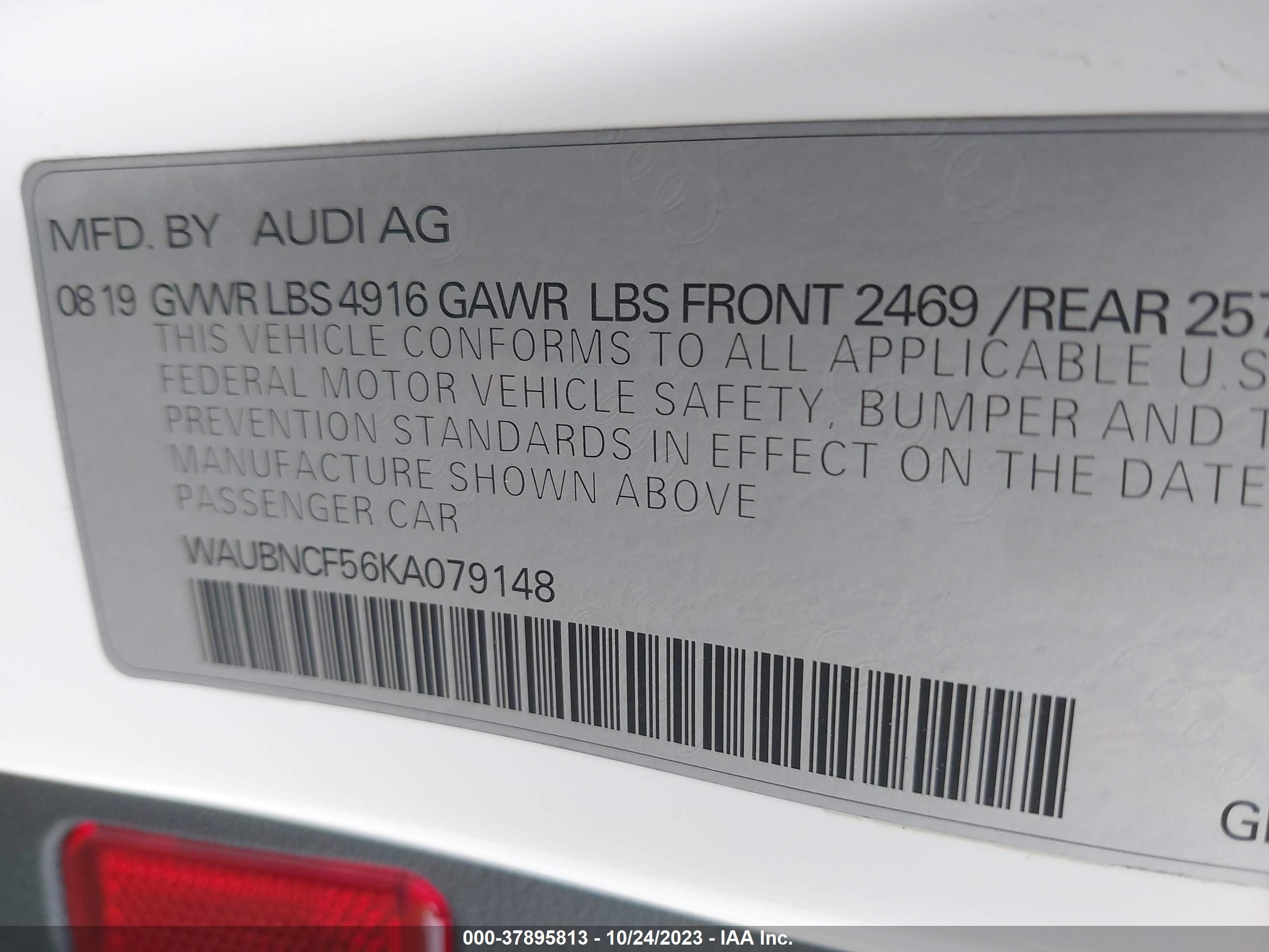 Photo 8 VIN: WAUBNCF56KA079148 - AUDI A5 