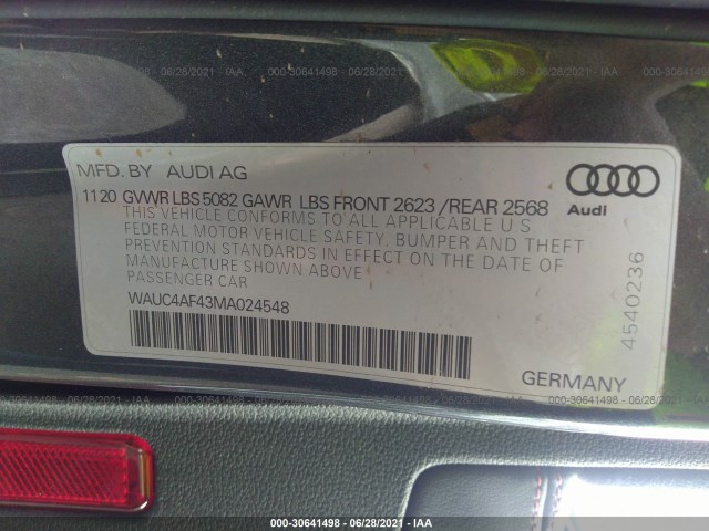 Photo 8 VIN: WAUC4AF43MA024548 - AUDI S4 