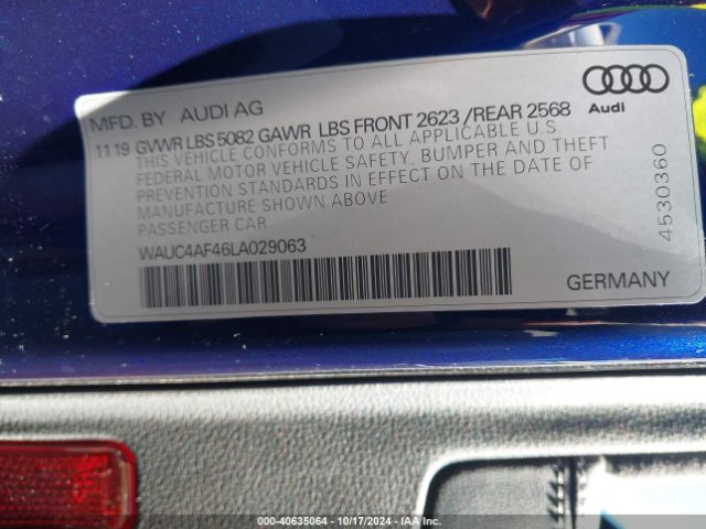 Photo 8 VIN: WAUC4AF46LA029063 - AUDI S4 