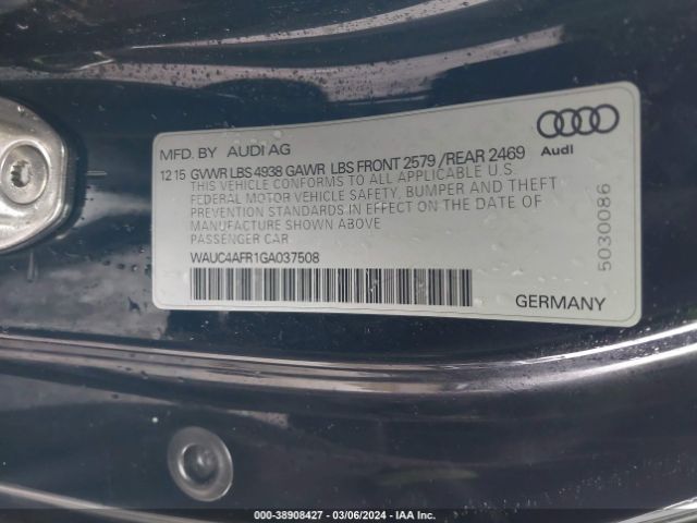 Photo 8 VIN: WAUC4AFR1GA037508 - AUDI S5 