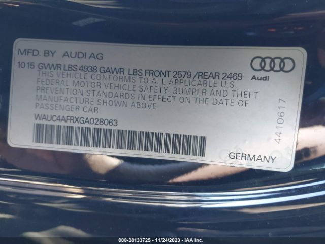 Photo 8 VIN: WAUC4AFRXGA028063 - AUDI S5 