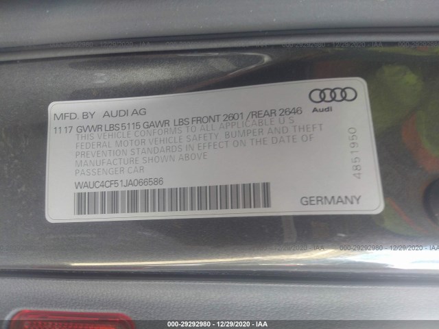 Photo 8 VIN: WAUC4CF51JA066586 - AUDI S5 SPORTBACK 