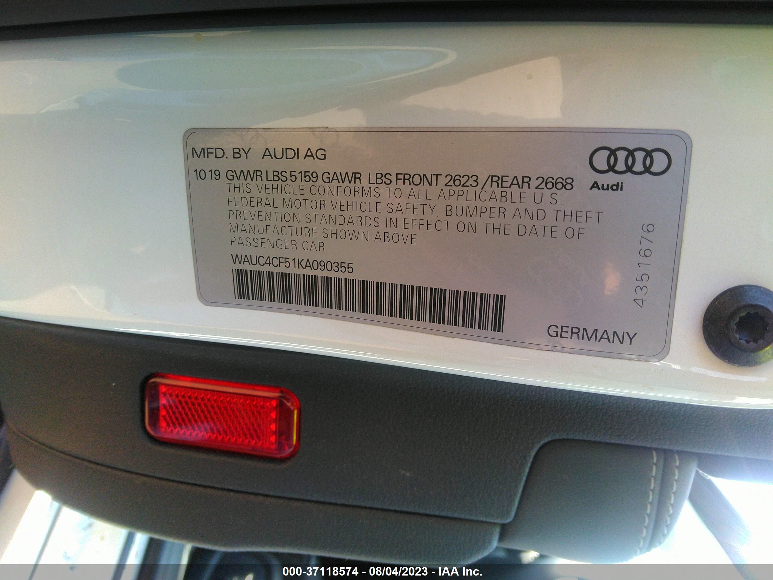 Photo 8 VIN: WAUC4CF51KA090355 - AUDI S5 