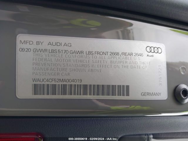 Photo 8 VIN: WAUC4CF52MA004019 - AUDI S5 