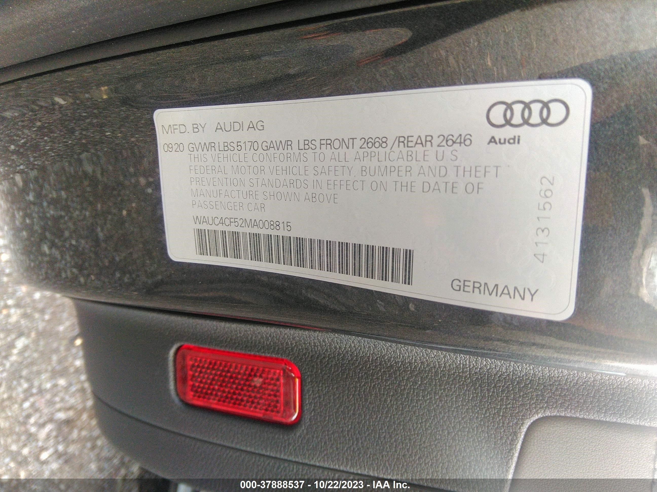 Photo 8 VIN: WAUC4CF52MA008815 - AUDI S5 