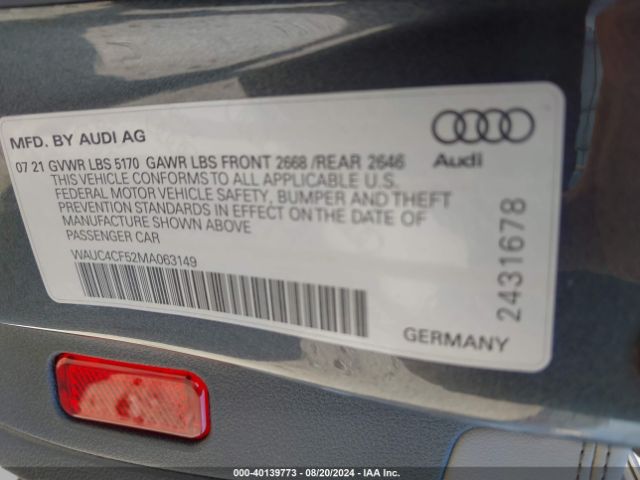 Photo 8 VIN: WAUC4CF52MA063149 - AUDI S5 