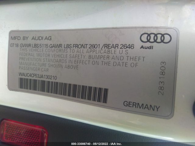 Photo 8 VIN: WAUC4CF53JA130210 - AUDI S5 SPORTBACK 