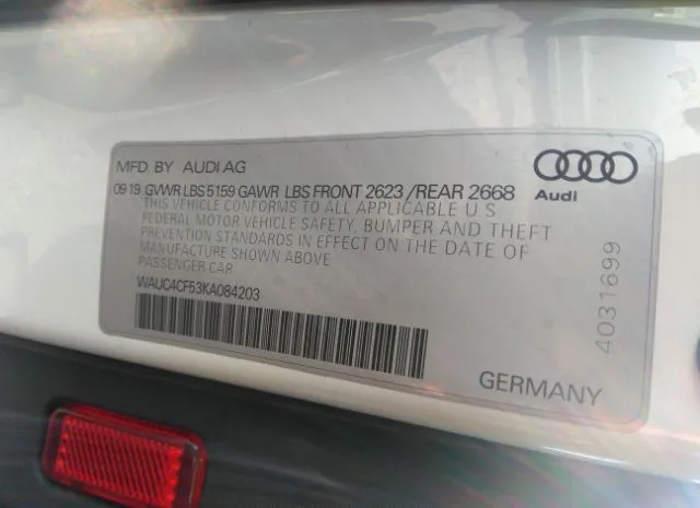 Photo 8 VIN: WAUC4CF53KA084203 - AUDI S5 SPORTBACK 