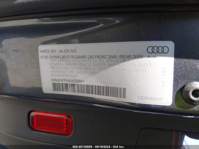 Photo 8 VIN: WAUC4CF54LA020561 - AUDI S5 