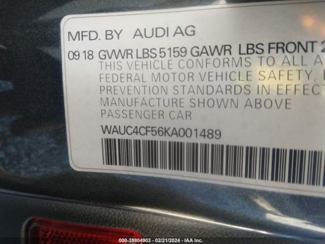 Photo 8 VIN: WAUC4CF56KA001489 - AUDI S5 