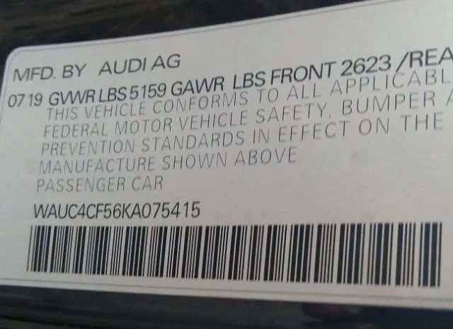 Photo 8 VIN: WAUC4CF56KA075415 - AUDI S5 