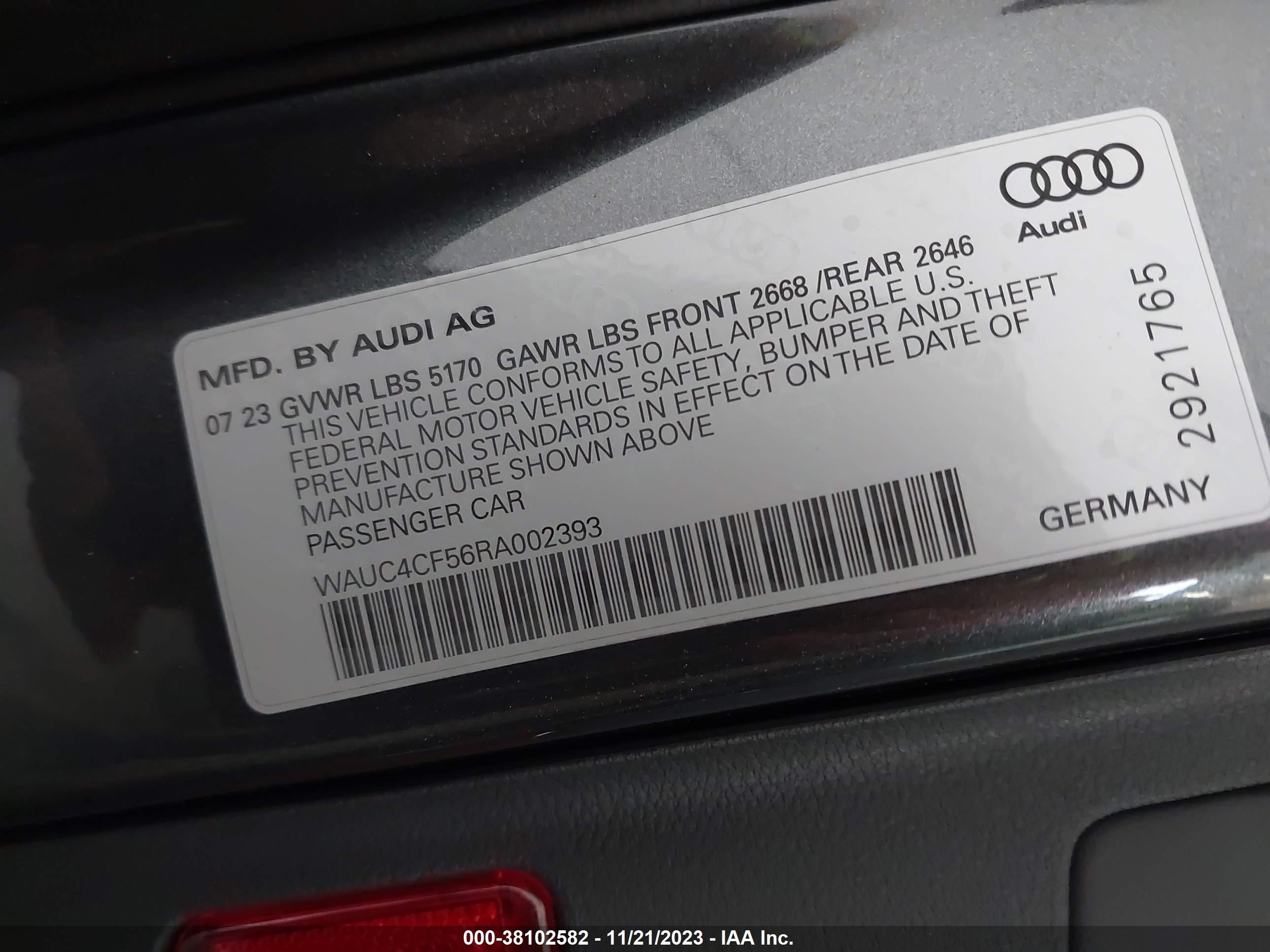 Photo 8 VIN: WAUC4CF56RA002393 - AUDI S5 