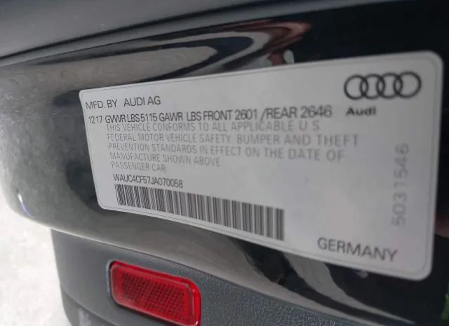 Photo 8 VIN: WAUC4CF57JA070058 - AUDI S5 