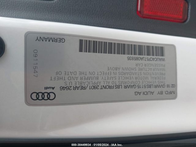 Photo 8 VIN: WAUC4CF57JA085935 - AUDI S5 