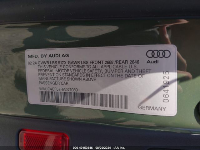 Photo 8 VIN: WAUC4CF57RA071089 - AUDI S5 