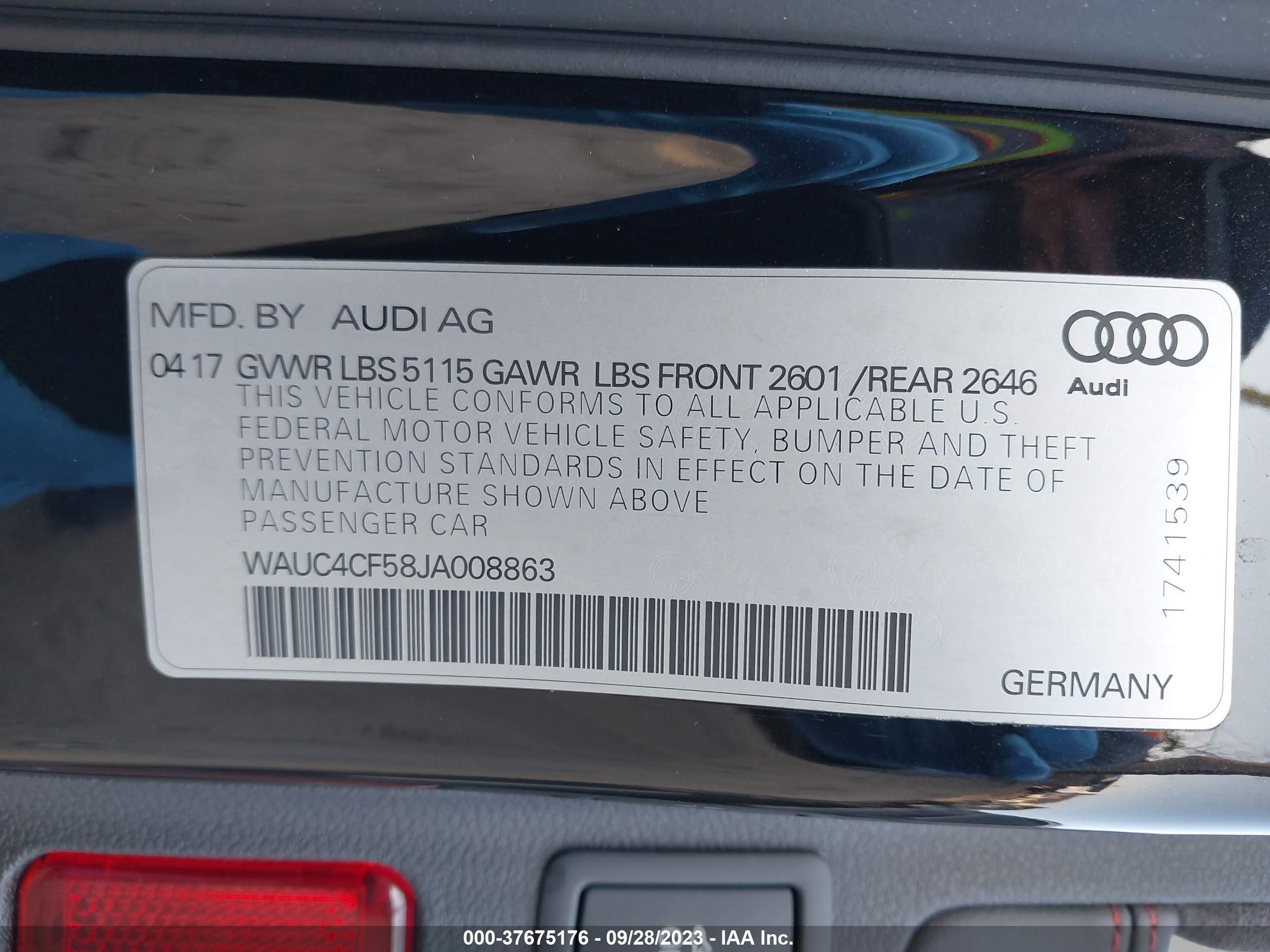 Photo 8 VIN: WAUC4CF58JA008863 - AUDI S5 