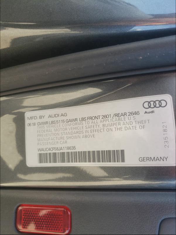 Photo 9 VIN: WAUC4CF58JA118635 - AUDI S5 PRESTIG 