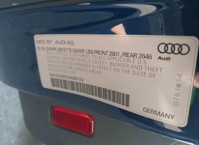 Photo 8 VIN: WAUC4CF59JA083152 - AUDI S5 