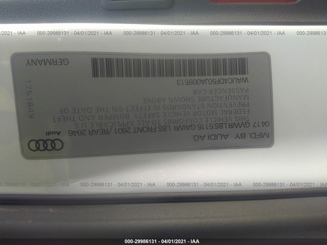 Photo 8 VIN: WAUC4DF50JA009513 - AUDI S5 SPORTBACK 