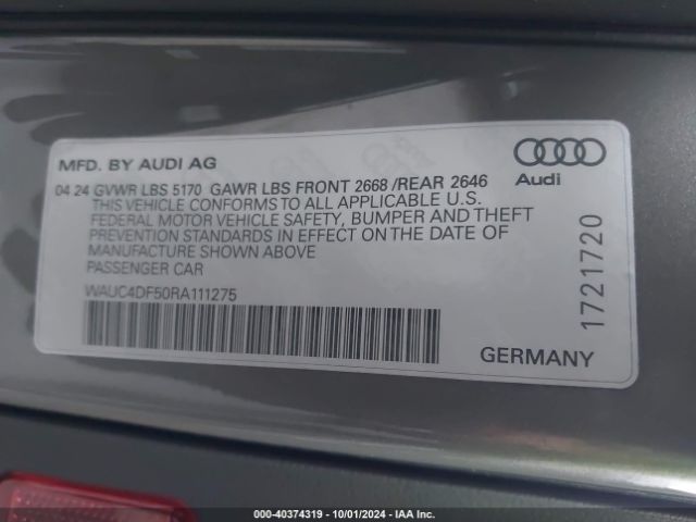 Photo 8 VIN: WAUC4DF50RA111275 - AUDI S5 