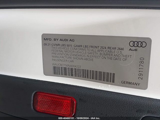 Photo 8 VIN: WAUCBCF50NA004222 - AUDI A5 