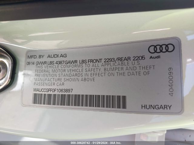 Photo 8 VIN: WAUCCGFF0F1063897 - AUDI A3 