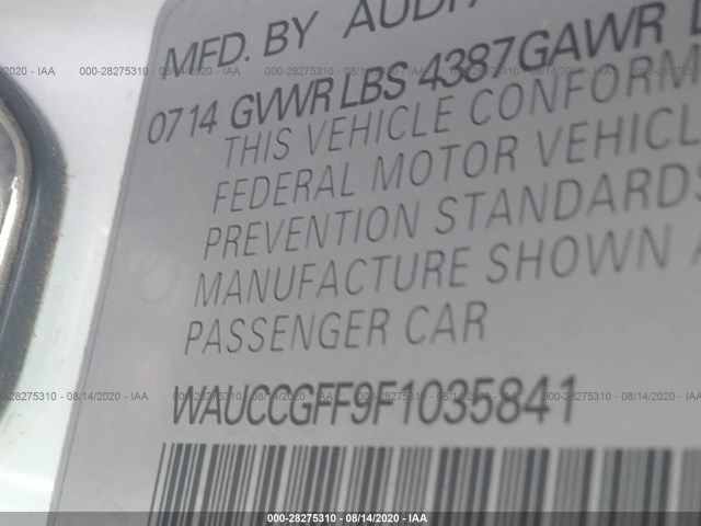 Photo 8 VIN: WAUCCGFF9F1035841 - AUDI A3 