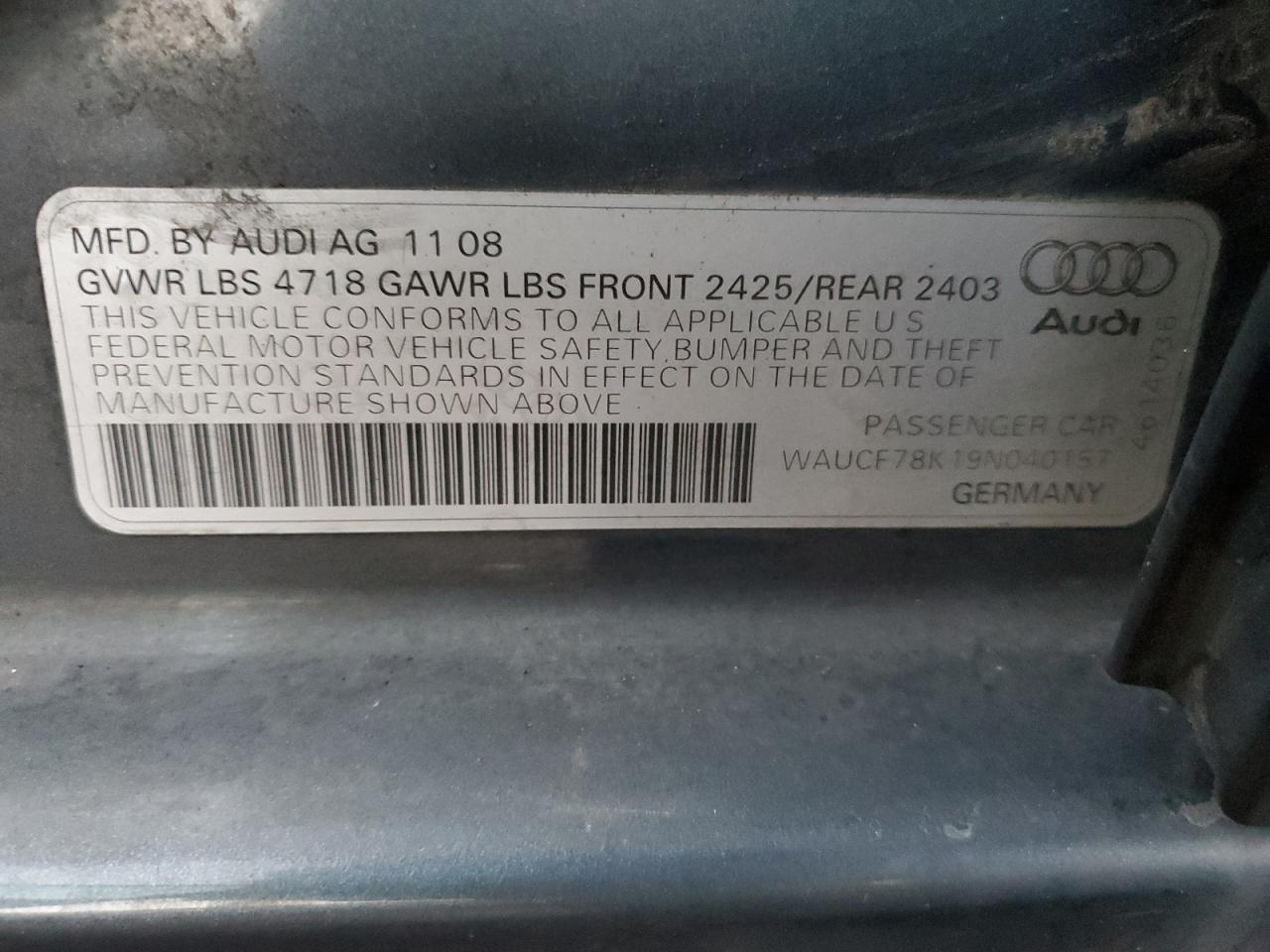 Photo 11 VIN: WAUCF78K19N040157 - AUDI A4 