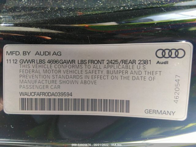 Photo 8 VIN: WAUCFAFR0DA039594 - AUDI A5 