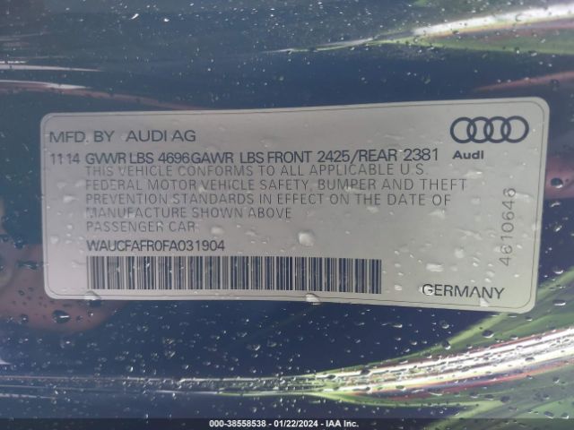 Photo 8 VIN: WAUCFAFR0FA031904 - AUDI A5 