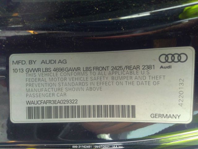 Photo 8 VIN: WAUCFAFR3EA029322 - AUDI A5 