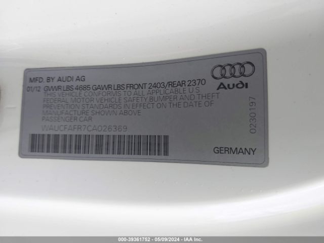 Photo 8 VIN: WAUCFAFR7CA026369 - AUDI A5 